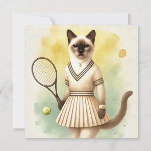 Tennis cat woman player watercolor