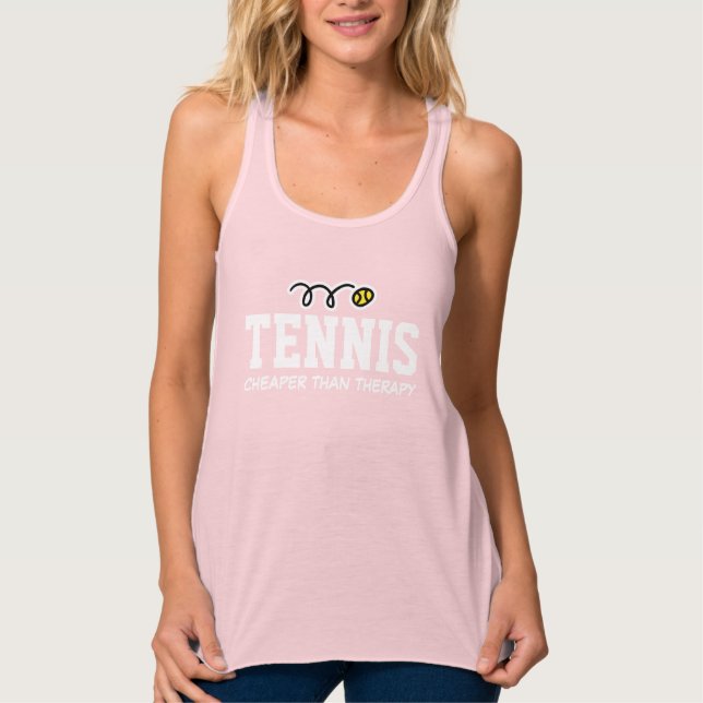 Tennis Cheaper Then Therapy Women's black tank top (Front)