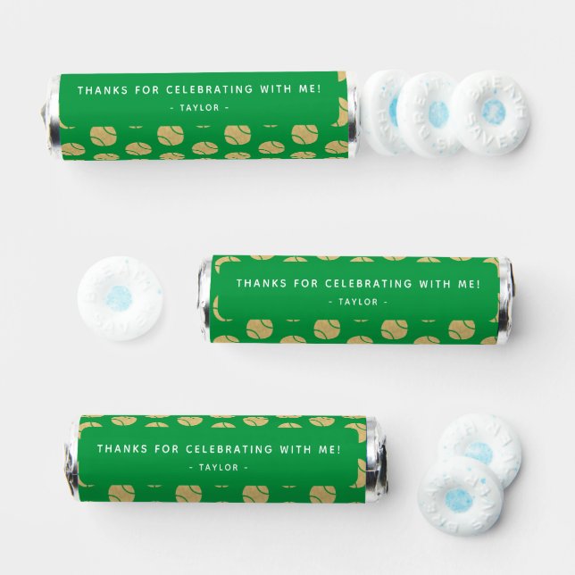 Tennis Chic Birthday Custom Green and Gold Breath Savers® Mints (Assorted)