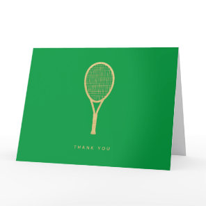 Tennis Chic Green Gold Custom Folded Thank You Card