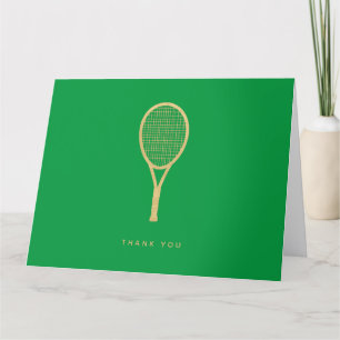 Tennis Chic Green Gold Custom Folded Thank You Card
