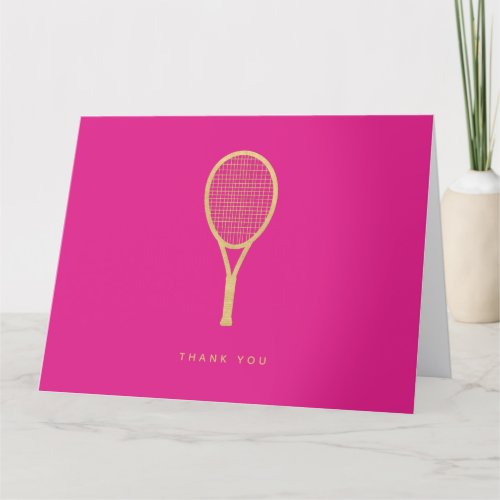 Tennis Chic Pink Gold Custom Folded Thank You