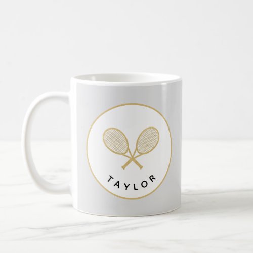 Tennis Chic Player Gift Black and Gold Custom Coffee Mug