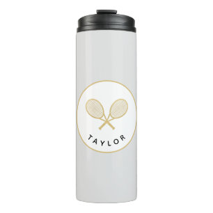 Tennis Chic Player Gift Black and Gold Custom Thermal Tumbler
