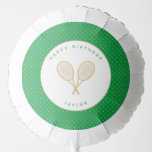 Tennis Chic Sports Custom Name Green and Gold Balloon<br><div class="desc">The tennis player or fan in your life will love these tennis themed green and gold balloons featuring gold tennis racquets. Part of a collection from Parcel Studios. *Note: The gold in this product is faux. No real gold foil will be used in manufacturing this product.</div>