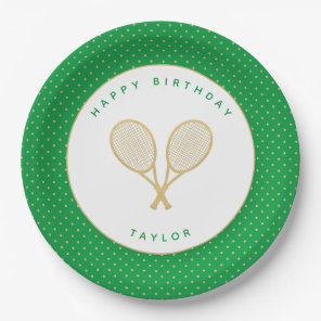 Tennis Chic Sports Themed Green and Gold Paper Plates