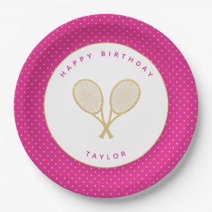 Tennis Chic Sports Themed Pink and Gold Paper Plates