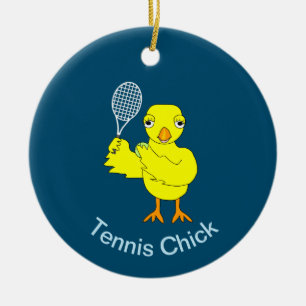 Tennis Chick Ceramic Ornament