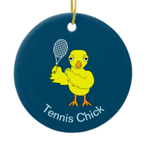 Tennis Chick Ceramic Ornament