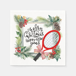 Tennis Christmas and New Year Player watercolor Napkins