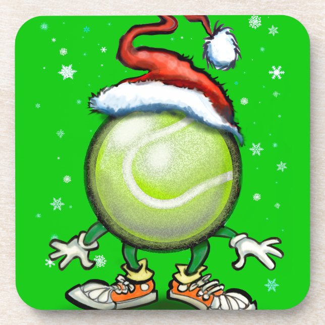 Tennis Christmas Beverage Coaster (Front)