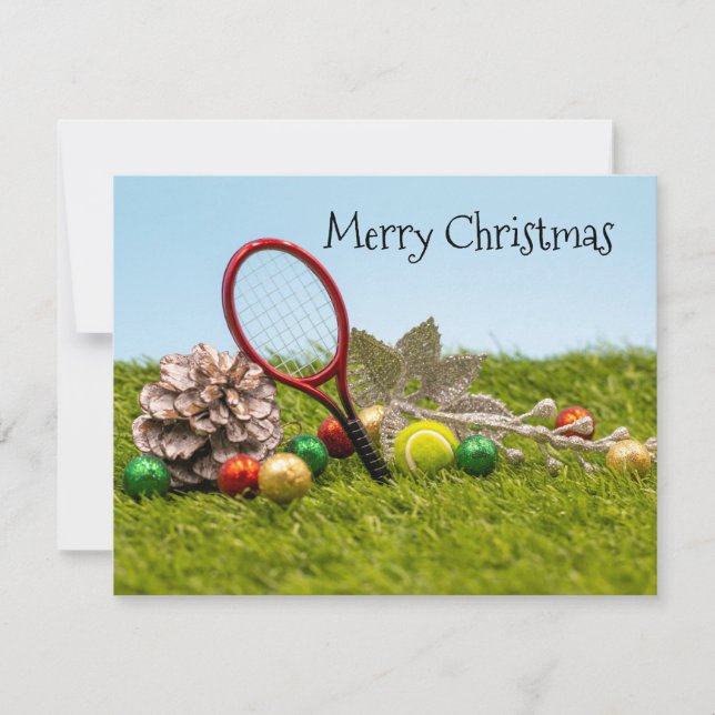 Tennis Christmas Card with pine cone and balls (Front)