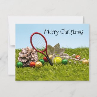 Tennis Christmas Card with pine cone and balls