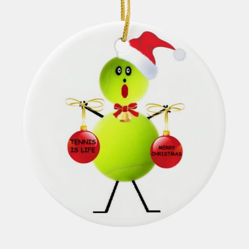 Tennis Christmas Ceramic Ornament