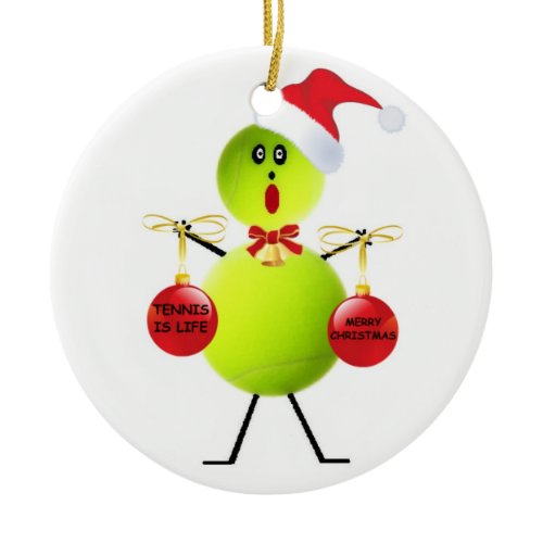 Tennis Christmas Ceramic Ornament