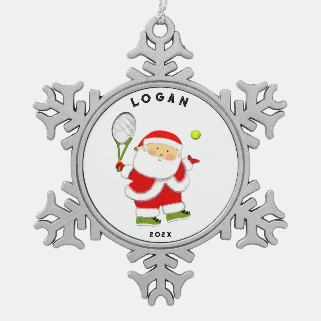 Tennis Christmas Collectible 2023 Snowflake Pewter Christmas Ornament (Front)