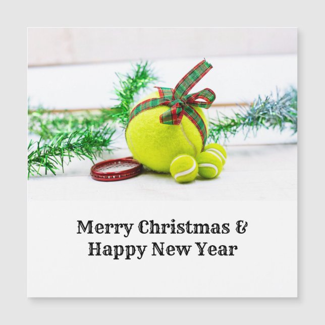 Tennis Christmas decoration with ball and ribbon (Front)