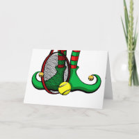 Tennis Christmas Elf Feet Holiday Card