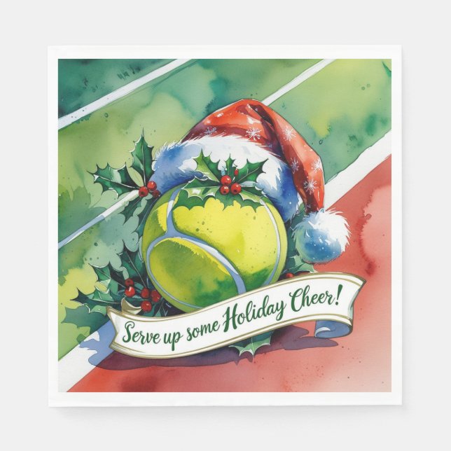 Tennis Christmas Festive ball  Napkins (Front)
