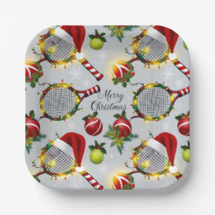 Tennis Christmas  Festive Racquets and Ball  Paper Plates