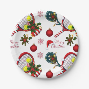 Tennis Christmas  Festive Racquets and Ball  Paper Plates