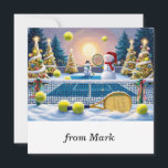 Tennis Christmas  Festive Racquets Holiday Card<br><div class="desc">Send festive wishes with this unique Tennis Christmas Holiday Card! Featuring a playful scene of tennis racquets decorated with Santa hats and twinkling lights, and tennis balls wrapped in holiday cheer. It brings a festive touch to your greeting. Perfect for tennis enthusiasts, this holiday card combines the spirit of the...</div>
