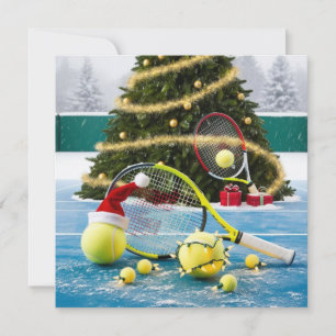 Tennis Christmas Festive Racquets Holiday Card