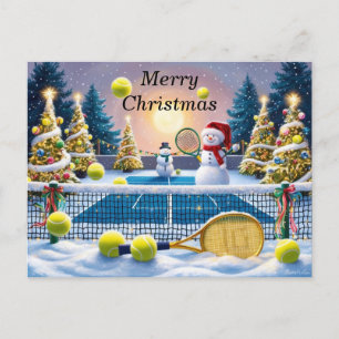 Tennis Christmas Festive Racquets Holiday Postcard