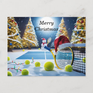 Tennis Christmas Festive Racquets Holiday Postcard
