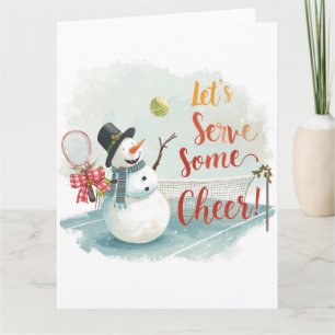 Tennis Christmas Festive Snowman Card