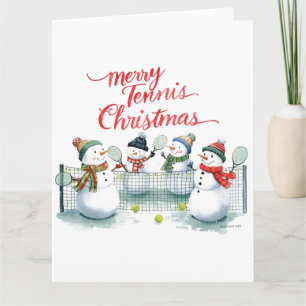 Tennis Christmas Festive Snowman Card