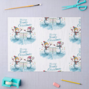 Tennis Christmas Festive Snowman Tissue Paper