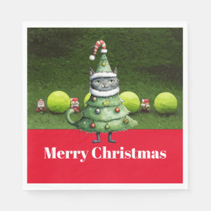 Tennis Christmas for Player who loves Cat Napkins