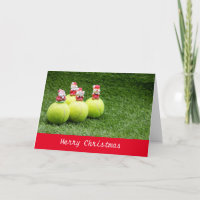 Tennis Christmas Holiday Card with ball and Santa