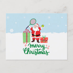 Tennis Christmas Holiday Card with ball and Santa