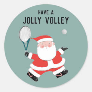 Tennis Christmas Holiday Classic Round Sticker