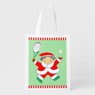 Tennis Christmas Holiday Gift Grocery Bag