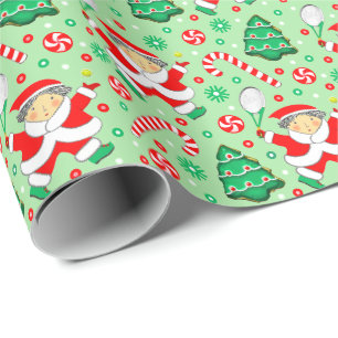 Tennis Christmas Holiday Gift Wrapping Paper