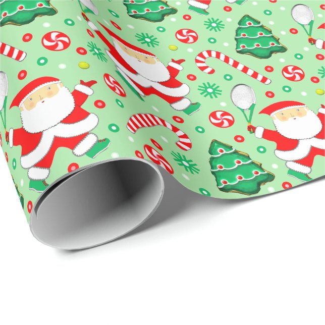 Tennis Christmas Holiday Gift Wrapping Paper (Roll Corner)
