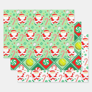 Tennis Christmas Holiday Gift Wrapping Paper Sheets
