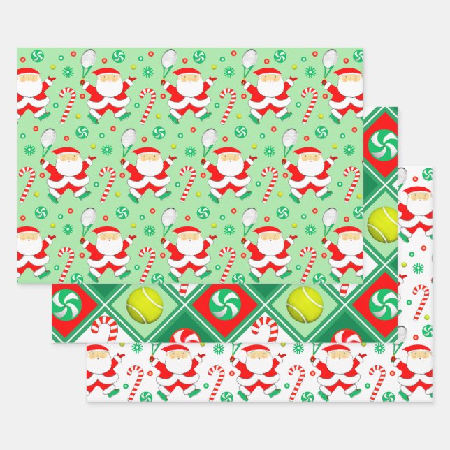 Tennis Christmas Holiday Gift Wrapping Paper Sheets (Set)
