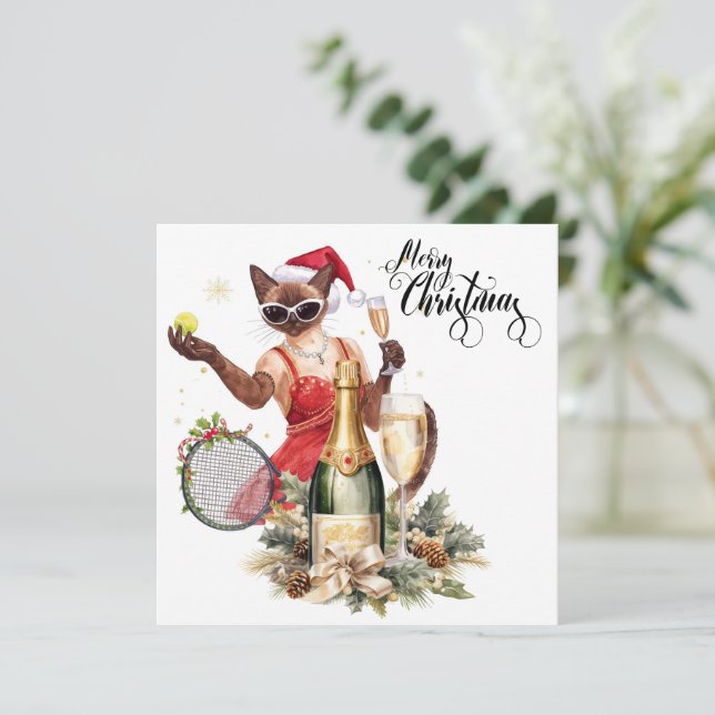 Tennis Christmas Holiday Party for cat lovers (Standing Front)