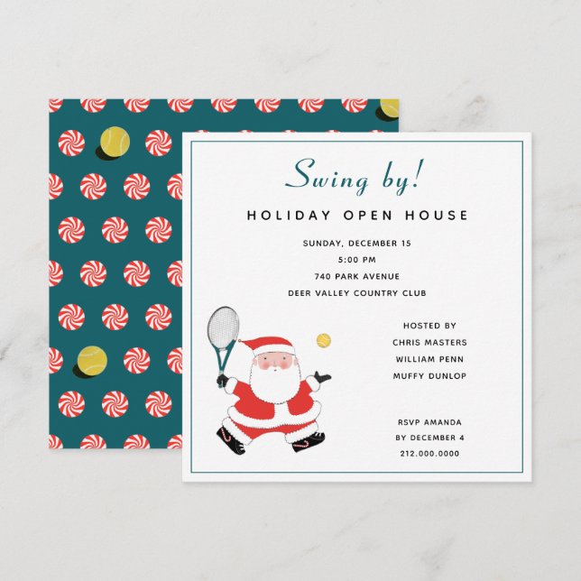 Tennis Christmas Holiday Party Invites (Front/Back)