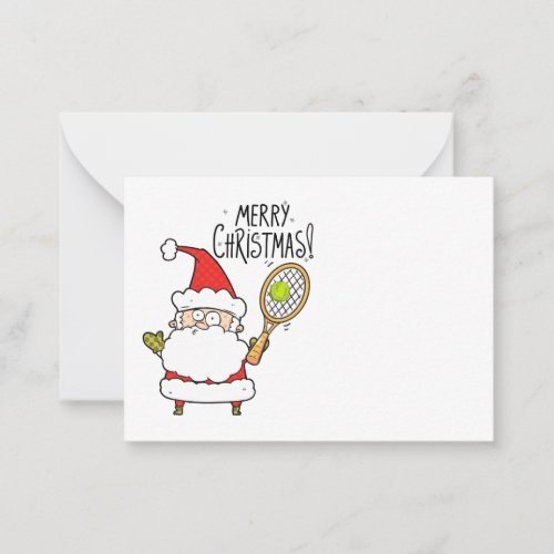Tennis Christmas Holiday with ball and Santa funny Note Card