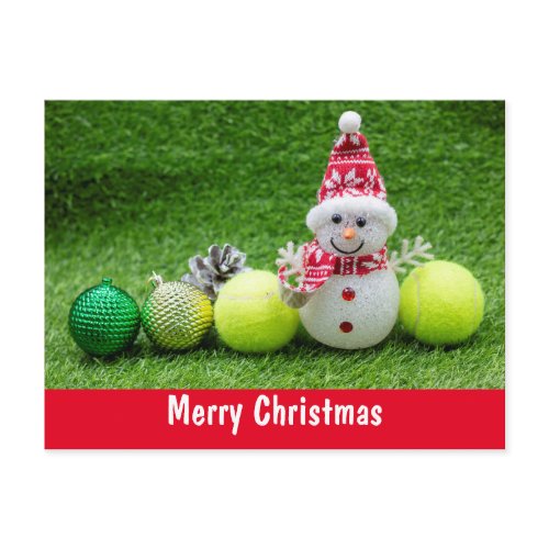 Tennis Christmas Holiday with Snowman and ornament Postcard