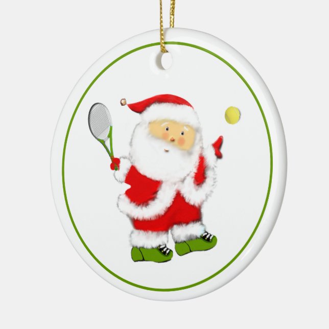 Tennis Christmas Keepsake Gift Ceramic Ornament (Left)