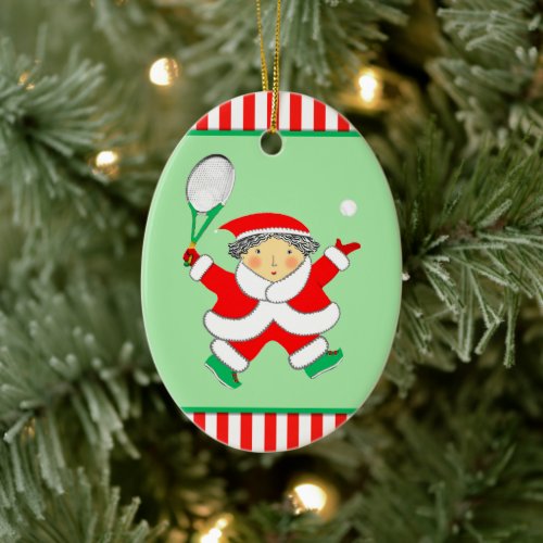 Tennis Christmas Keepsake Gift Ceramic Ornament