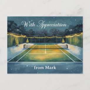 Tennis Christmas on the court With Appreciation Postcard