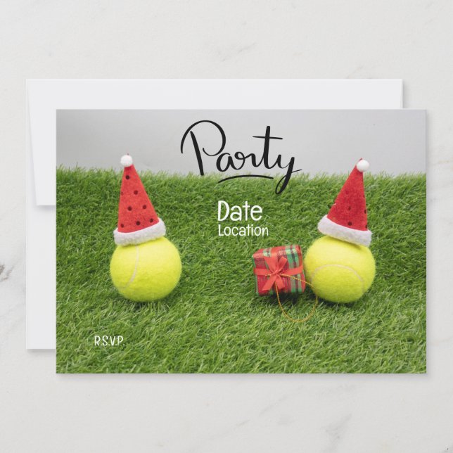 Tennis Christmas party for tennis player with ball Invitation (Front)