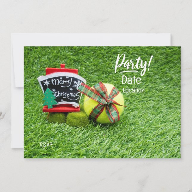 Tennis Christmas party for tennis player with ball Invitation (Front)